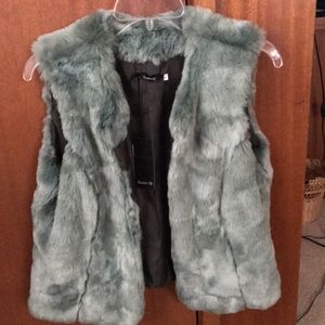 NWT green faux fur vest